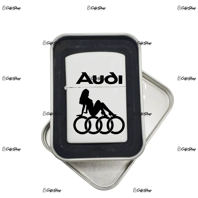 Audi, bricheta metalica gravata laser cu mesaj